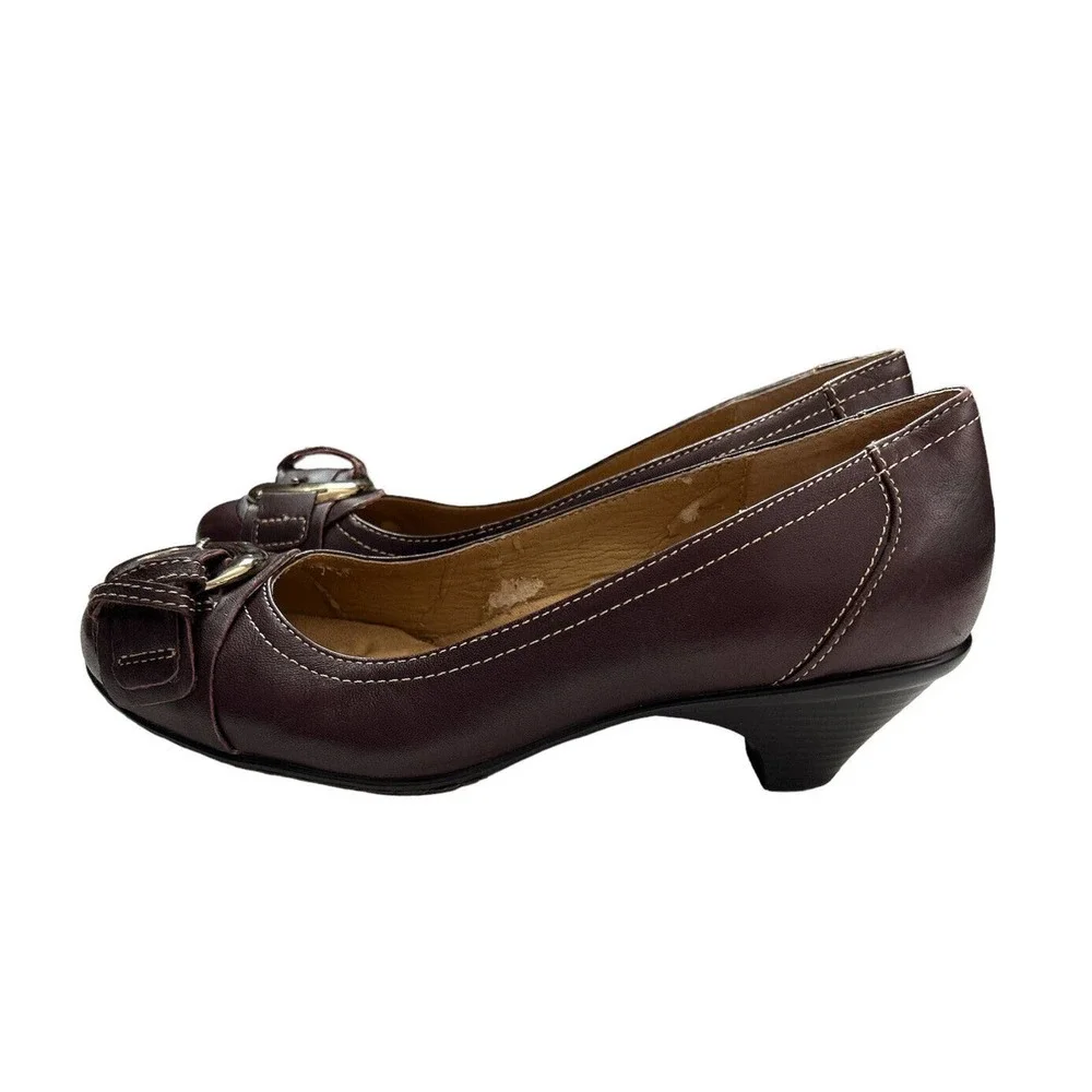 Softspots‎ Women’s Slip On Shoes Size 8 Plum Leather 754909 Little Heel